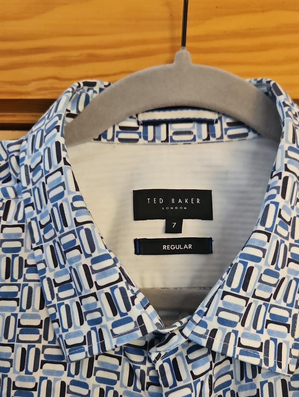 Ted Baker Blue & Navy Geometric Print Men's Button-Down Shirt